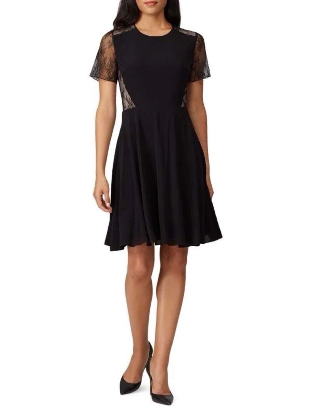 Jason Wu Black Lace-Inset Fit & Flare Mini Dress